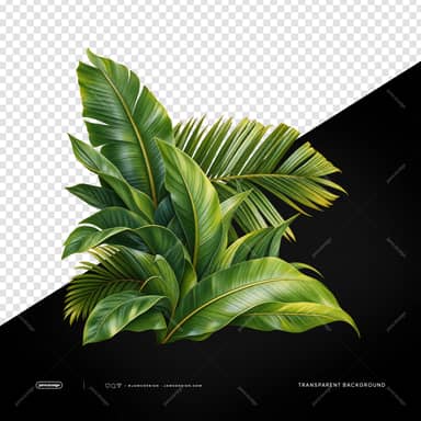Banana Leaves And Palm Frond Cluster PNG