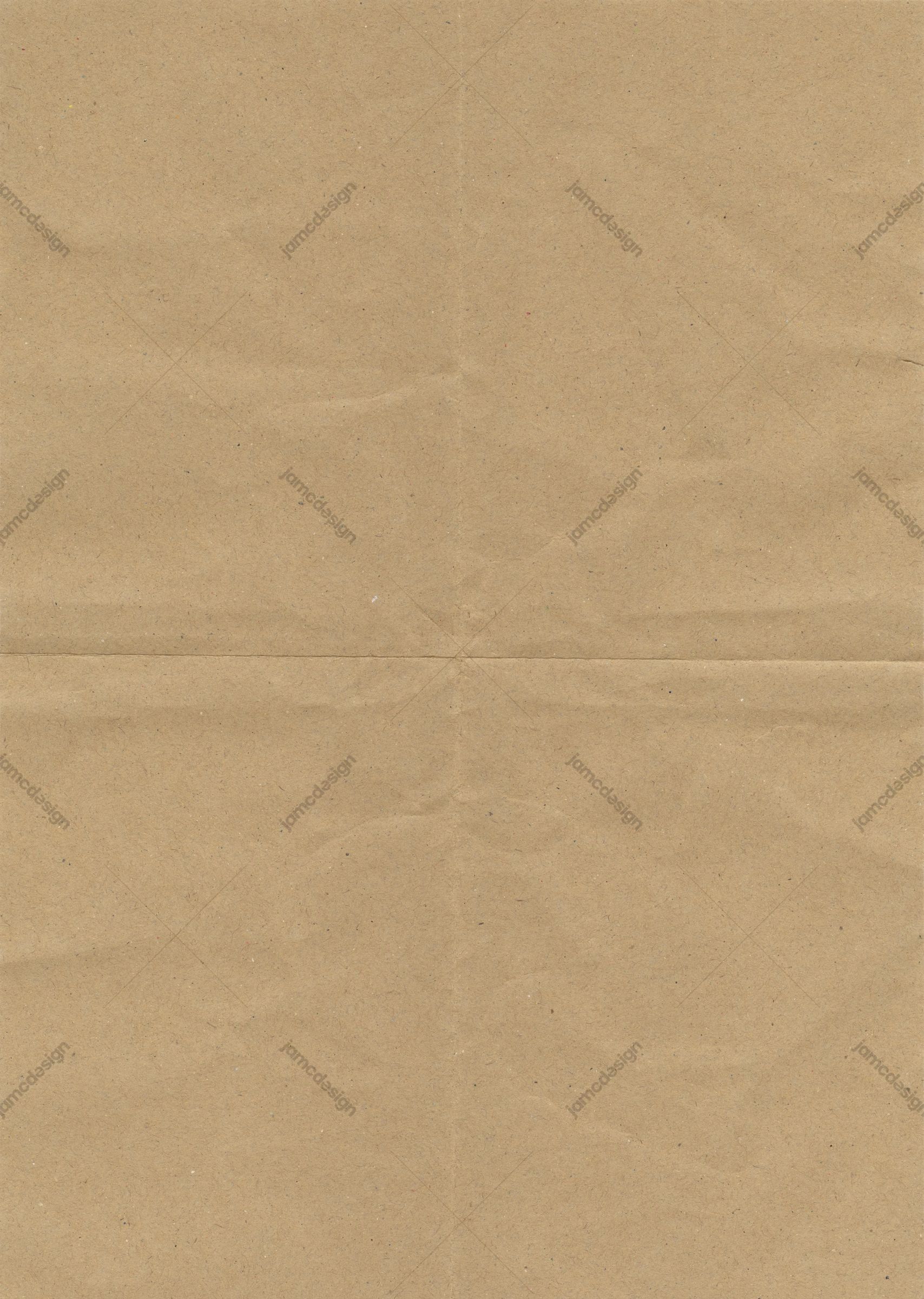 Tan Creased Paper Texture Background. This JPG paper texture has a warm tan tone, fine speckling and broad intersecting creases across its plain surface