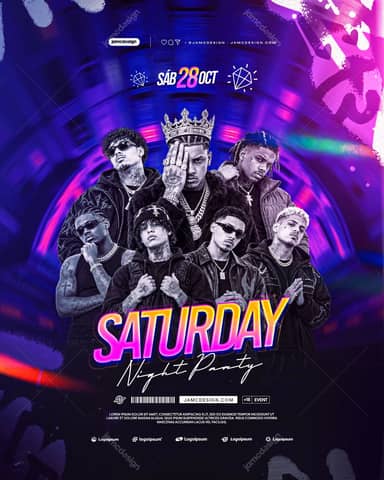 Saturday Night Party Flyer Template With Crown PSD