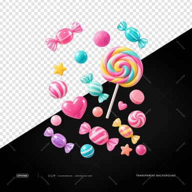 Pastel 3D Candy Assortment PNG