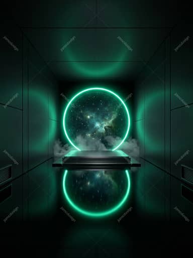 Green Neon Ring Sci-Fi Background