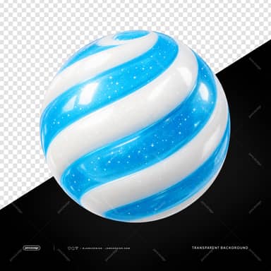 Blue And White Striped Candy Ball PNG