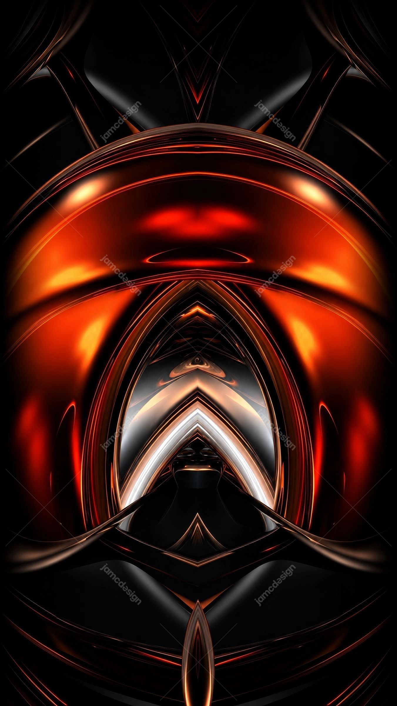 Fundo De Portal Metálico Futurista De Néon Vermelho. Fundo JPG de um portal abstrato futurista com anéis metálicos curvos concêntricos em preto e vermelho