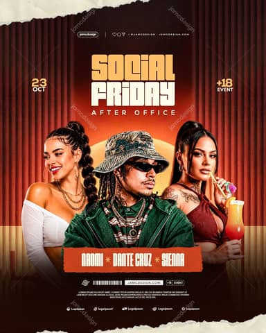 After Office Social Flyer Template With Curtains PSD
