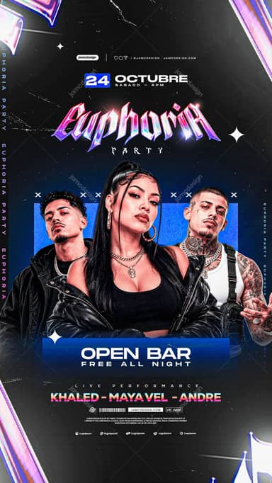 Euphoria Nightlife Event Flyer Template PSD