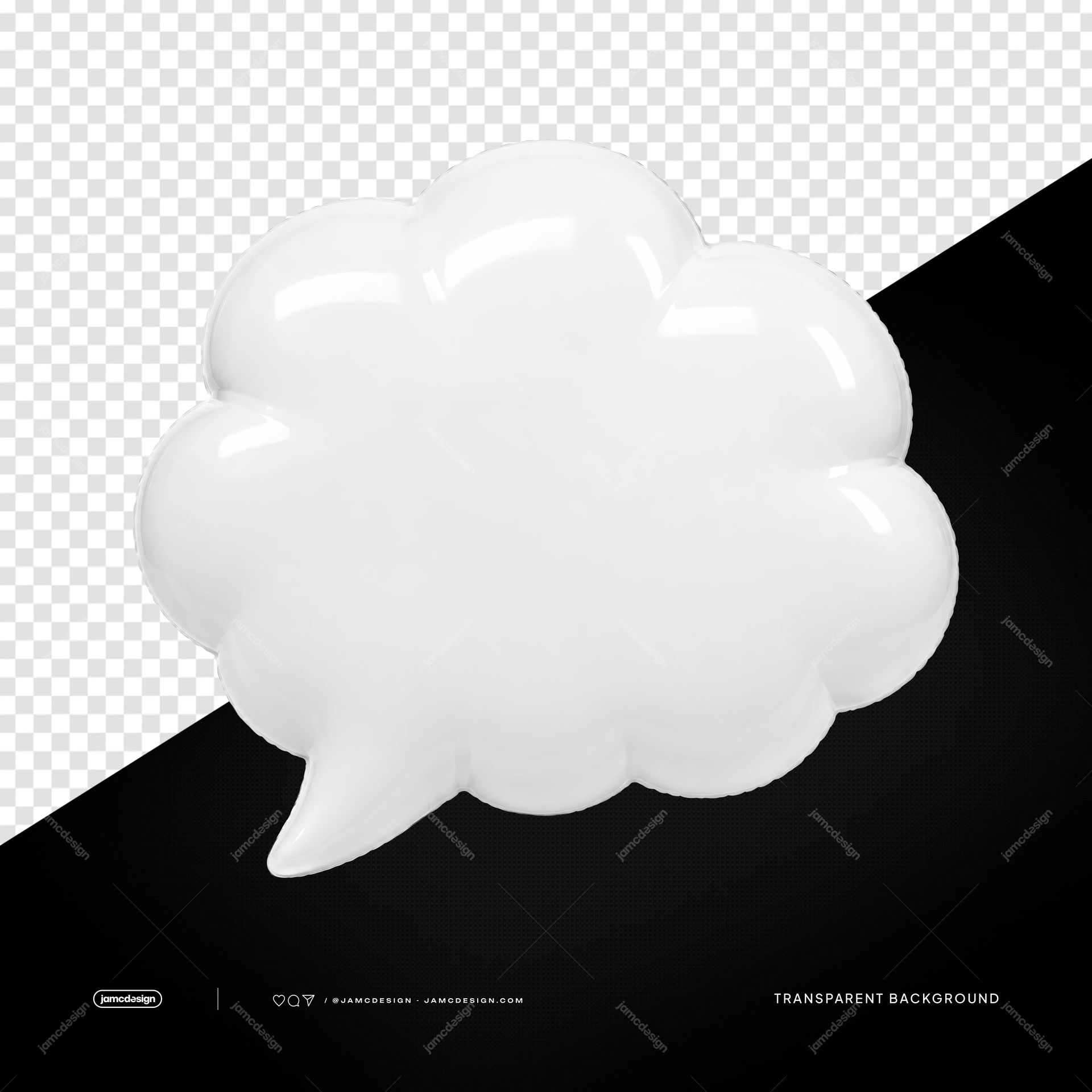 Pink Cherry Balloon Sculpture Isolated. Glossy white speech bubble balloon sculpture supplied as a PNG transparent object