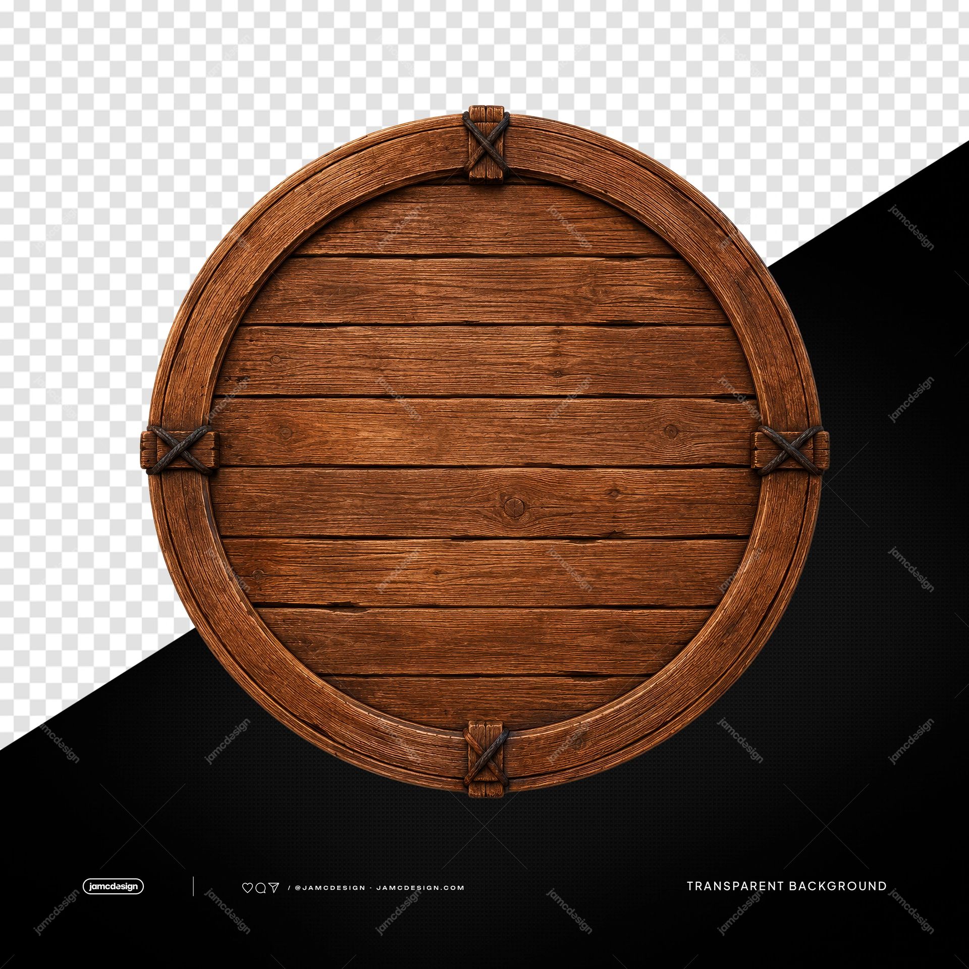 Circular Wooden Barn Door Warm Brown Planks PNG Transparent. Circular wooden barn door supplied as a PNG transparent object