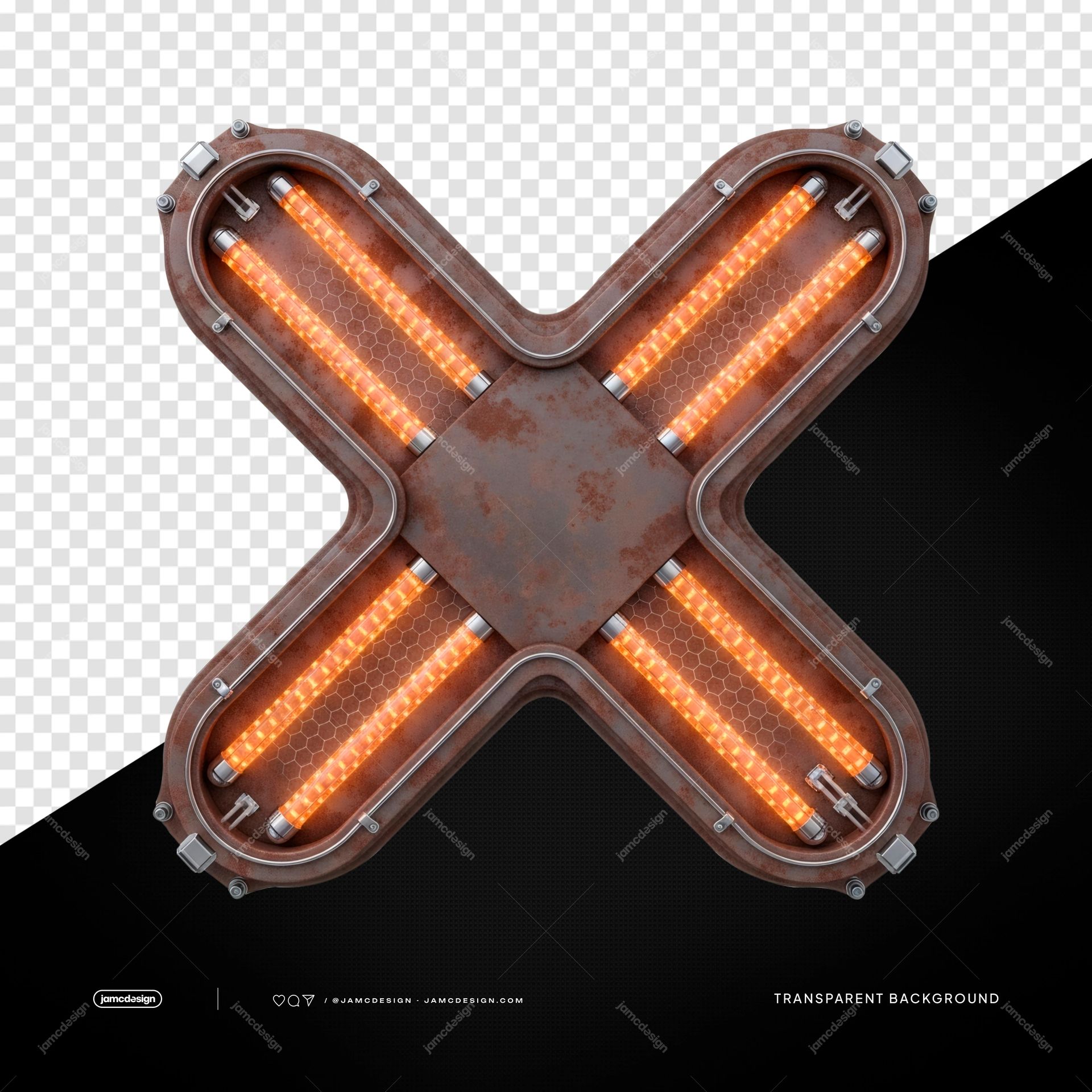 Rusty Orange LED Cross Light Metallic Orange Cross PNG Transparent. Rusty metal cross light supplied as a PNG transparent object