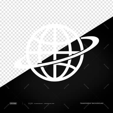 White Orbital Globe Icon PNG