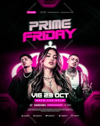 Friday Event Flyer Template With Portraits PSD