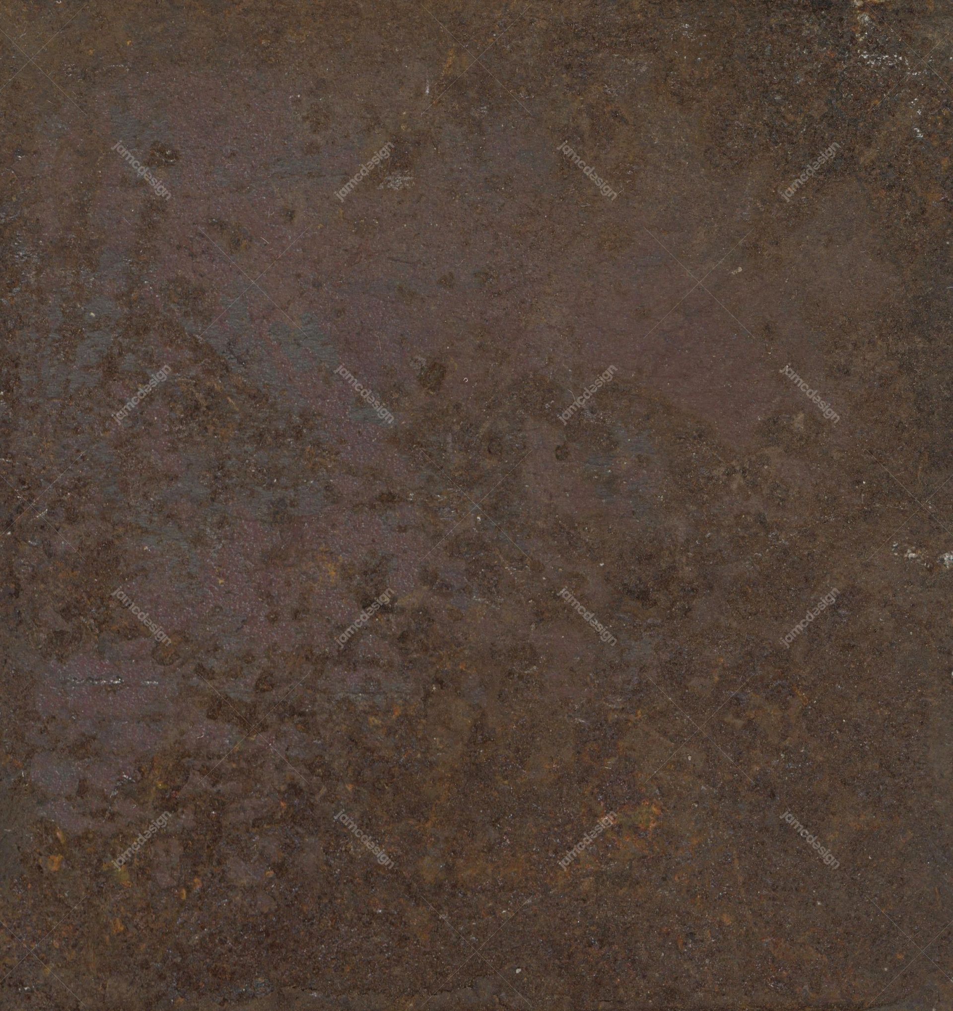Dark Brown Rusted Metal Texture. This JPG metal texture shows a dark brown, rust mottled surface with uneven pitting and fine scratches in a rough industrial