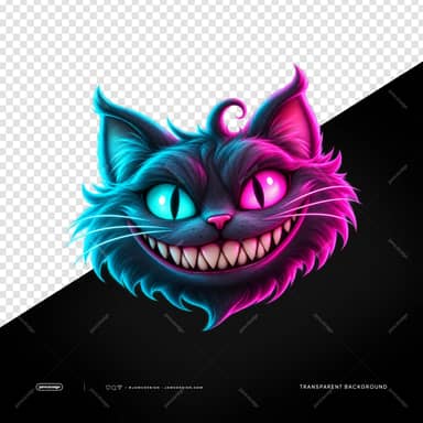 Fantasy Cat Head With Sharp Teeth And Vivid Fur PNG