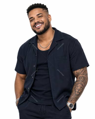 Hombre Sonriente Con Camisa Y Chaqueta Azul Marino PNG