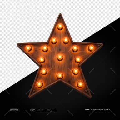 Rustic Wooden Star Marquee With Bulbs PNG