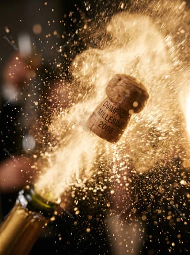 Champagne Bottle Opening With Flying Cork