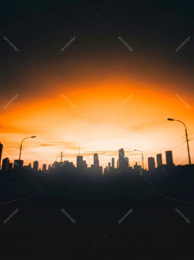 Arrière-Plan De Silhouette Urbaine Au Coucher Du Soleil