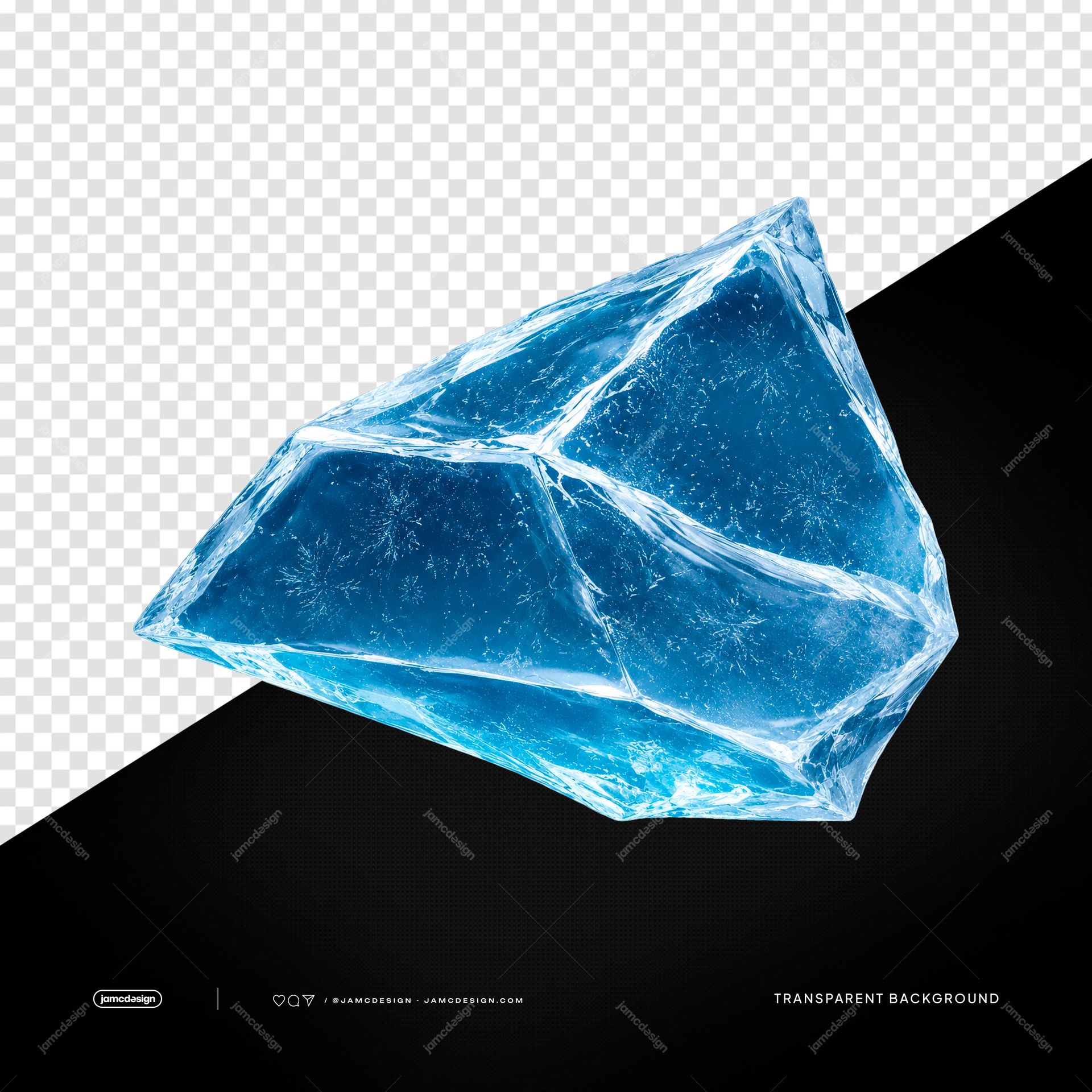 Large Blue Ice Crystal Frosty Object PNG Transparent. This PNG transparent object features a large blue ice crystal with sharp faceted planes