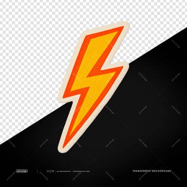 Yellow Embroidered Lightning Bolt Sticker PNG
