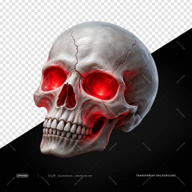 Skull With Glowing Red Eyes And Cracks PNG