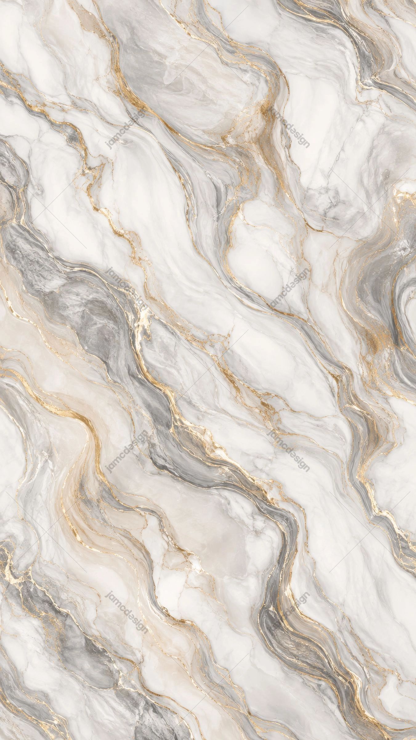 Luxury White Marble Gold Veins Texture. Marble pattern supplied as a JPG texture, showing flowing white stone with layered grey and gold veining in an elegant