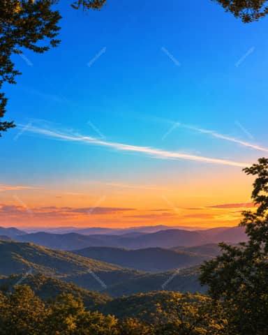 Blue Sky Mountain Sunset Background