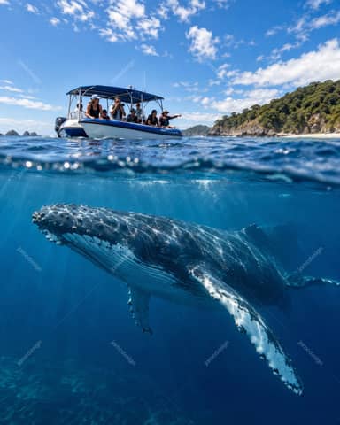 Humpback Whale Beneath Whale Watching Boat