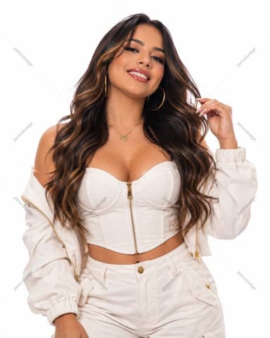 Woman In White Corset Top Studio Portrait