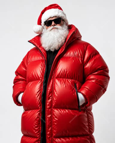 Santa Claus In Red Puffer Jacket PNG