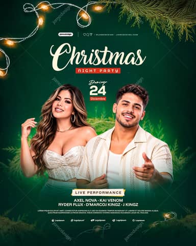 Deep Green Christmas Party Flyer Template PSD