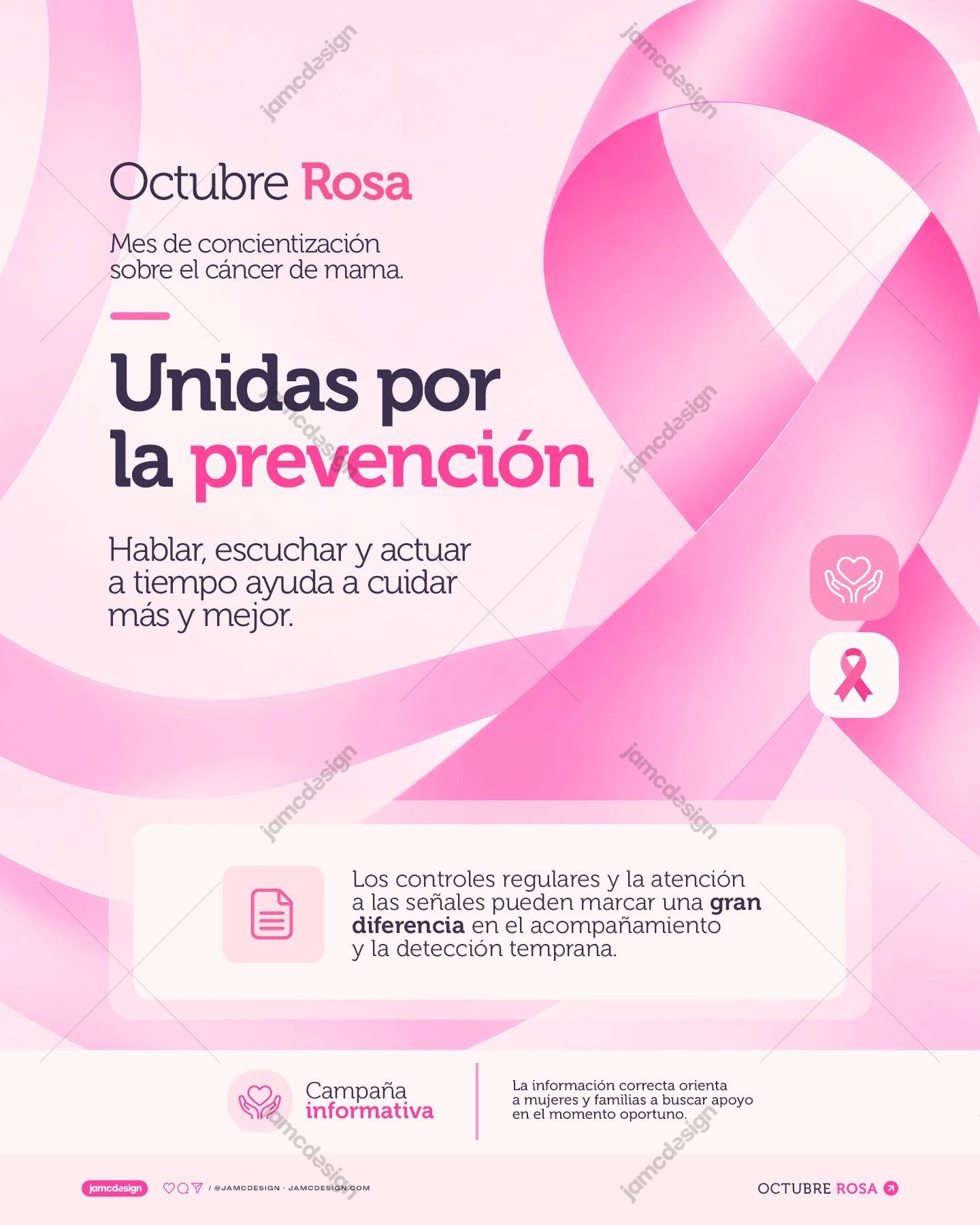 Breast Cancer Prevention Awareness Flyer Template PSD. Download this PSD social media template for breast cancer awareness, with a large pink ribbon