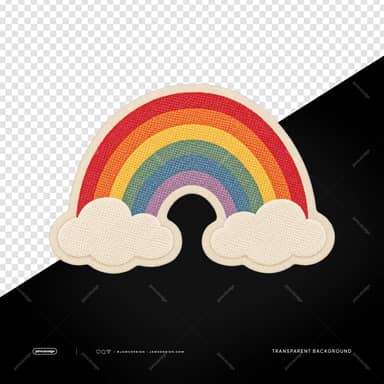 Rainbow And Clouds Embroidered Sticker PNG