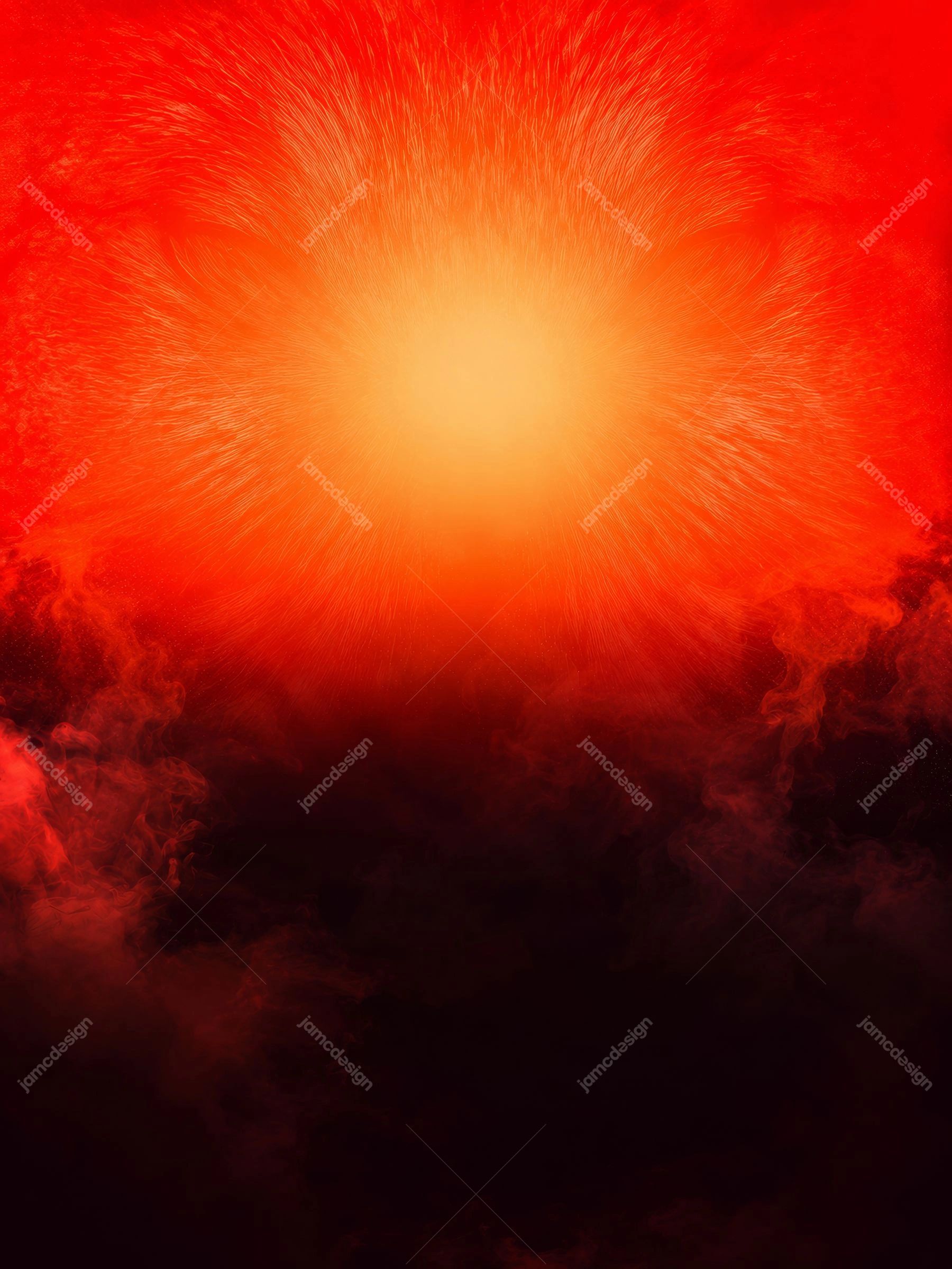 Red Orange Radiant Smoke Background. Download this JPG smoke background with radiant red and orange wisps surrounding a bright central glow and fading
