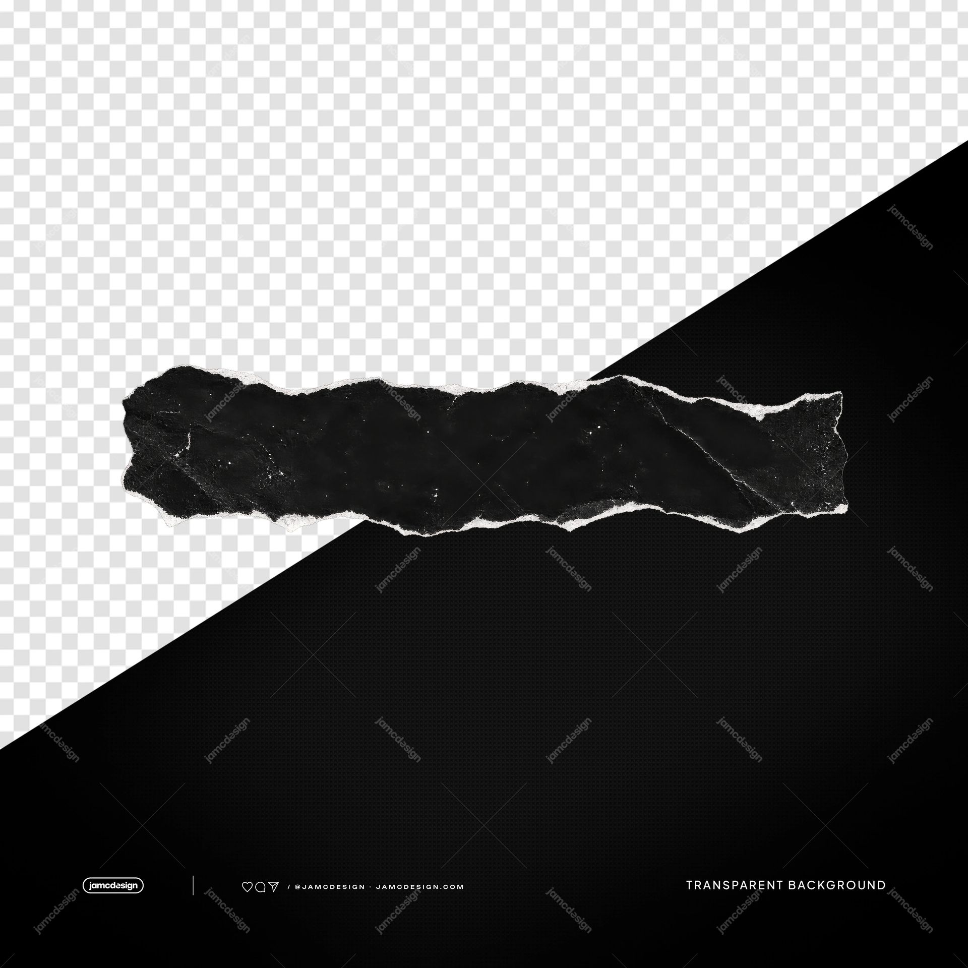 Tira De Papel Negro Rasgado PNG Transparente. Tira de papel negro rasgado proporcionada como un objeto PNG transparente, con bordes irregulares