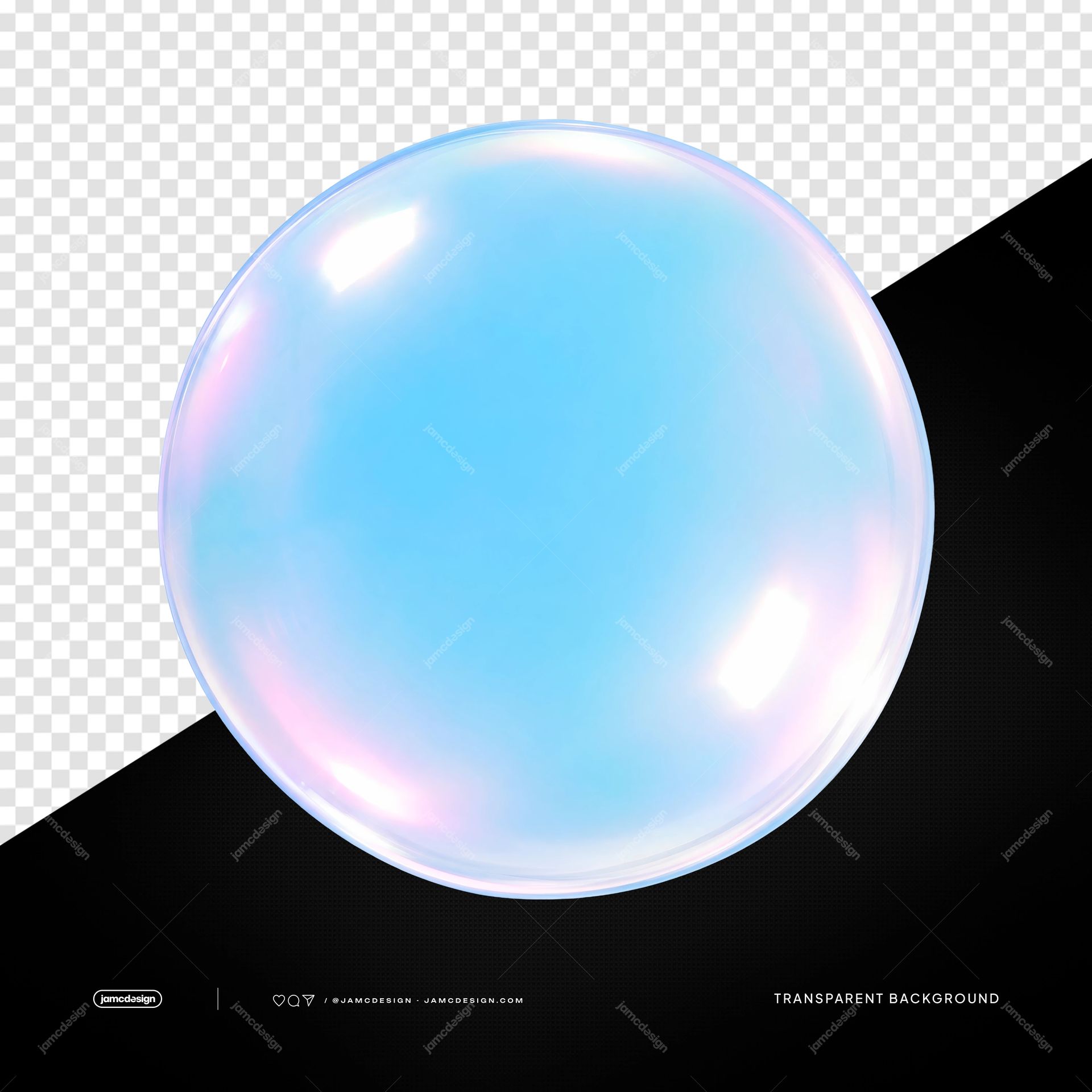 Pink Smiley Face Balloon Isolated. This PNG transparent object features a round blue balloon with a glossy iridescent finish