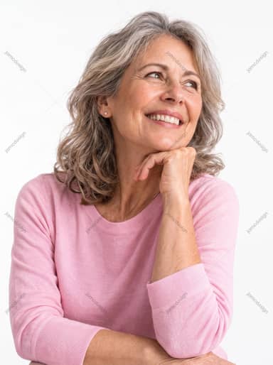 Smiling Older Woman Portrait With Gray Hair