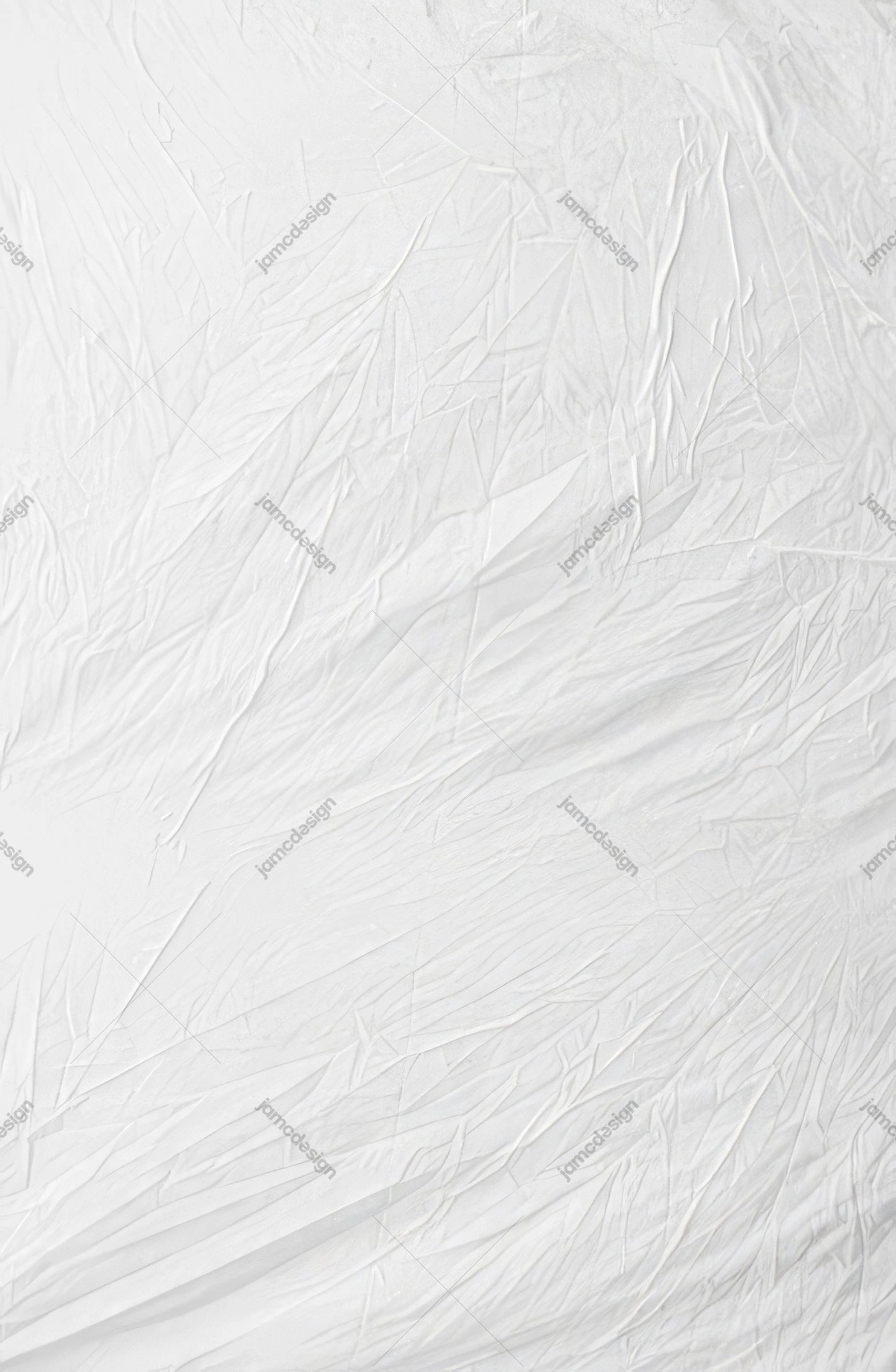White Paper Surface Texture With Fine Creases. This JPG paper texture has a soft white surface covered in fine creases and broad crumpled folds