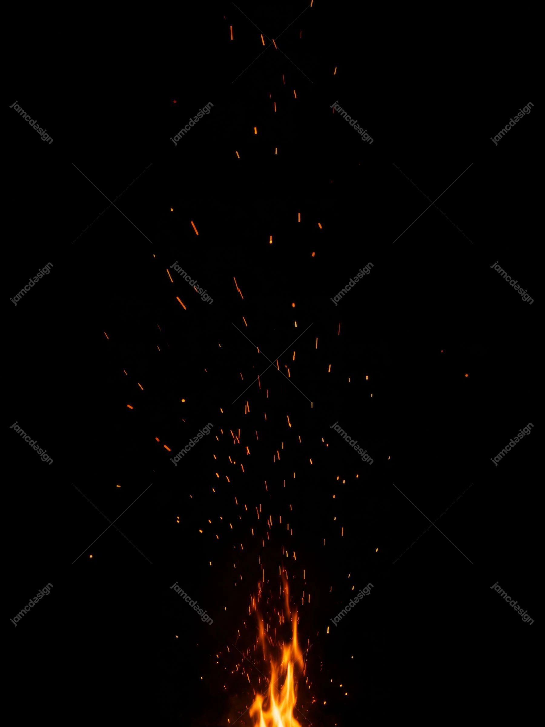 Red Orange Fire Spark Burst On Black Background Texture. JPG texture showing orange fire flames rising from the bottom against a black background