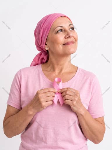 Woman Holding A Pink Awareness Ribbon Photo
