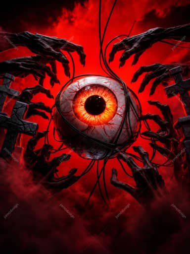 Halloween Eyeball And Zombie Hands Background