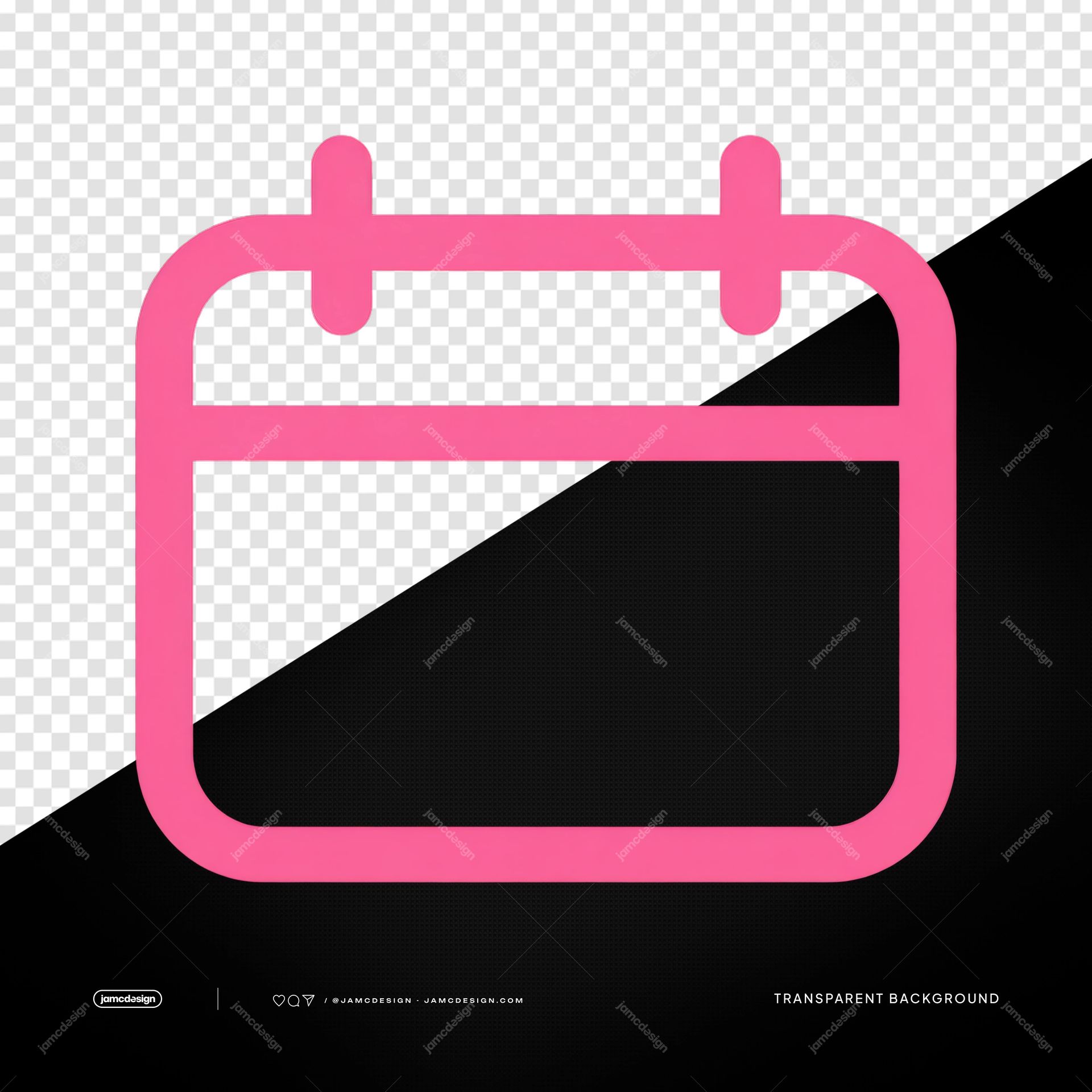 Pink Rounded Calendar Icon PNG. This PNG transparent object shows a bold pink outline calendar icon with rounded corners and two top tabs
