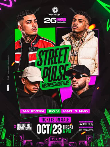 Street Pulse Urban Hip Hop Party Flyer Template PSD