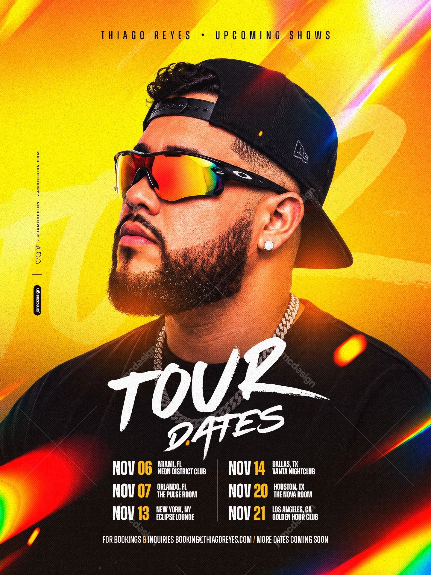 Modèle De Flyer De Dates De Tournée Reggaeton PSD. Téléchargez ce modèle de flyer pour les réseaux sociaux au format PSD