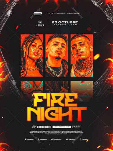 Fire Night Event Flyer Template PSD