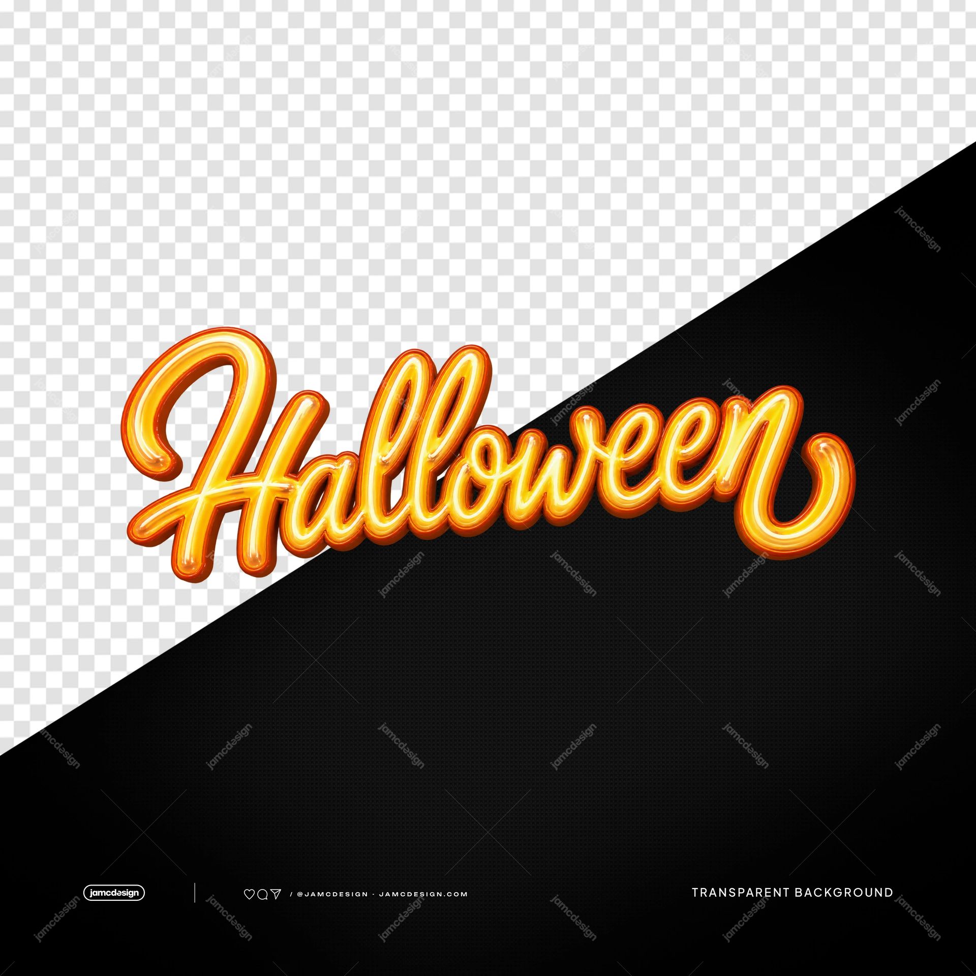 Letras 3D Doradas De Halloween PNG. Descarga este objeto PNG transparente con letras caligráficas doradas y brillantes en 3D para Halloween