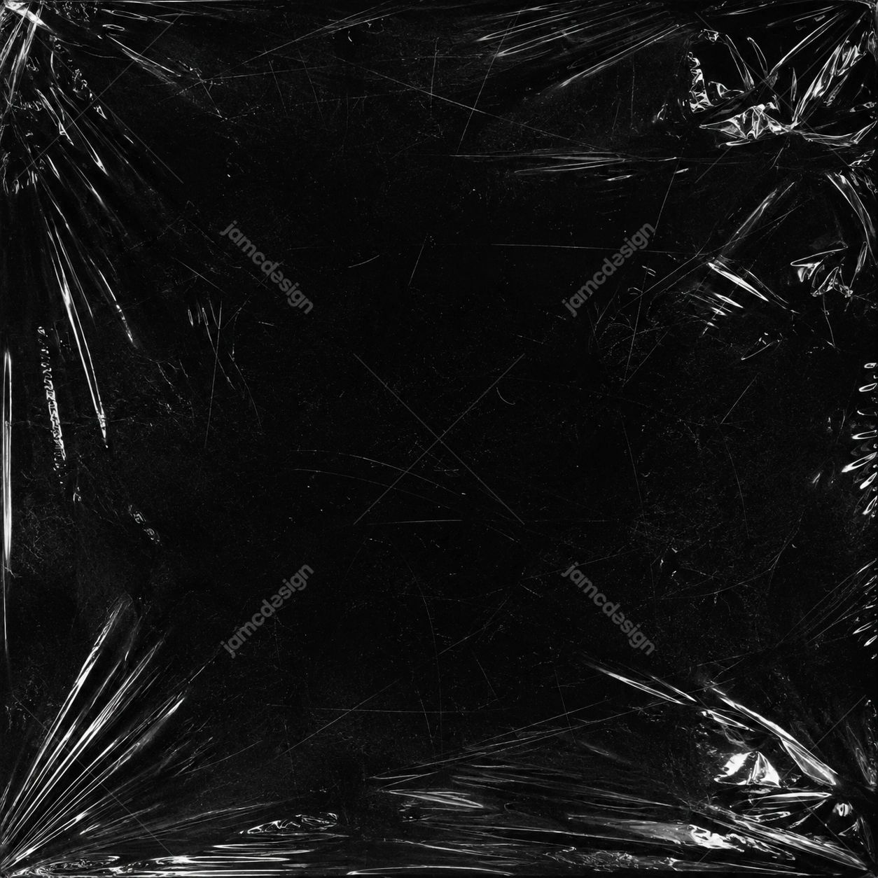 Textura De Plástico Shrink Wrap Com Reflexos. Textura PNG de um fundo preto coberto por uma película plástica transparente de encolhimento (shrink wrap)