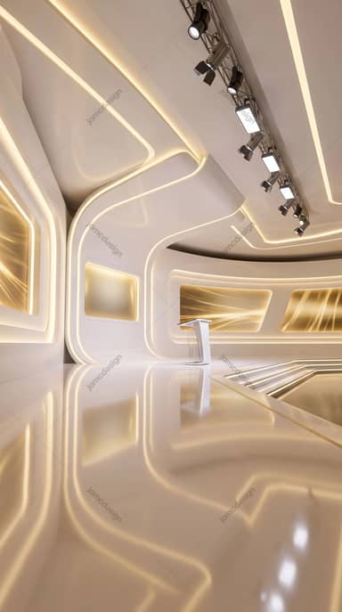 White And Gold Futuristic Interior Background