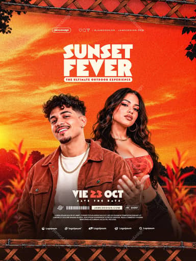Orange Sunset Party Flyer Template PSD
