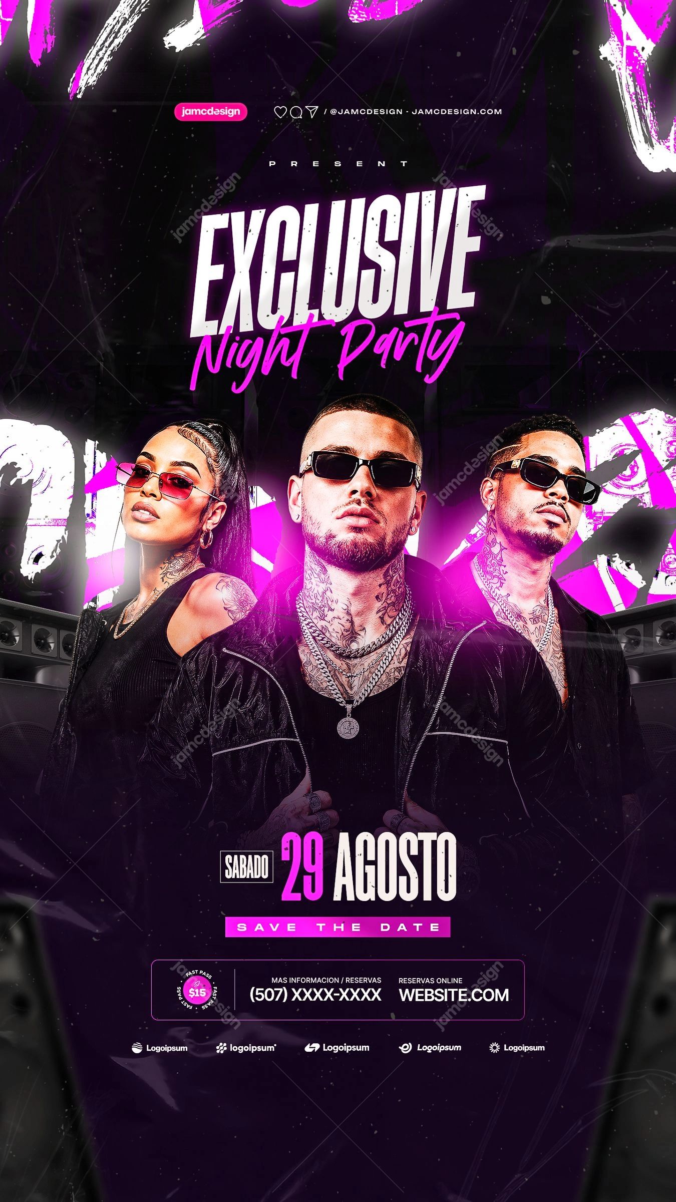 Exclusive Night Story Flyer PSD Template Editable. Editable PSD event flyer template for a nightlife party