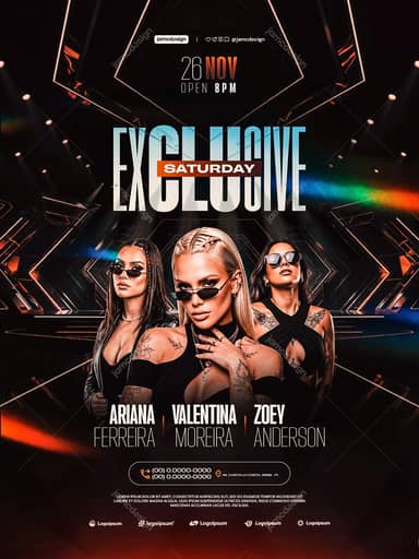 Dark Geometric Saturday Event Flyer Template PSD