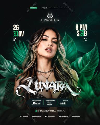 Modelo De Flyer De Concerto Com Folhas Tropicais PSD